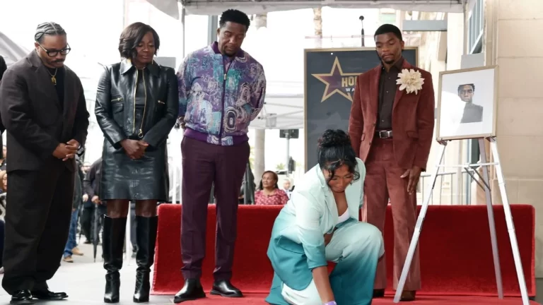 Chadwick Boseman’s wife Simone Ledward breaks down, places his shoes as he’s honoured with a star on Hollywood’s Walk of Fame