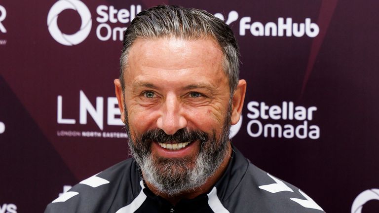 EDINBURGH, SCOTLAND - NOVEMBER 05: Head Coach Derek McInnes during a Heart of Midlothian press conference at the Oriam, on November 05, 2025