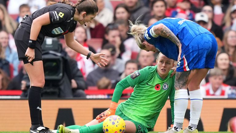 Hannah Hampton picked up an injury during Chelsea's 1-1 draw with Arsenal