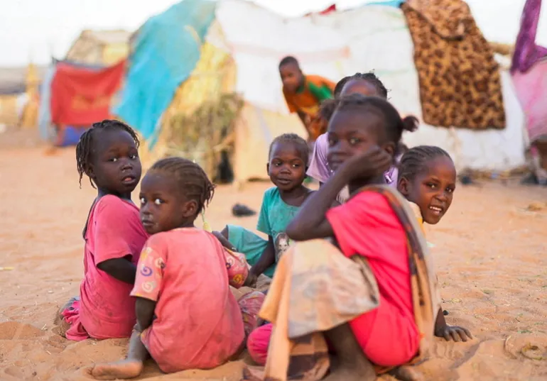 Displaced Sudanese children who fled with their families during violence in el-Fasher [Mohamed Jamal/Reuters]
