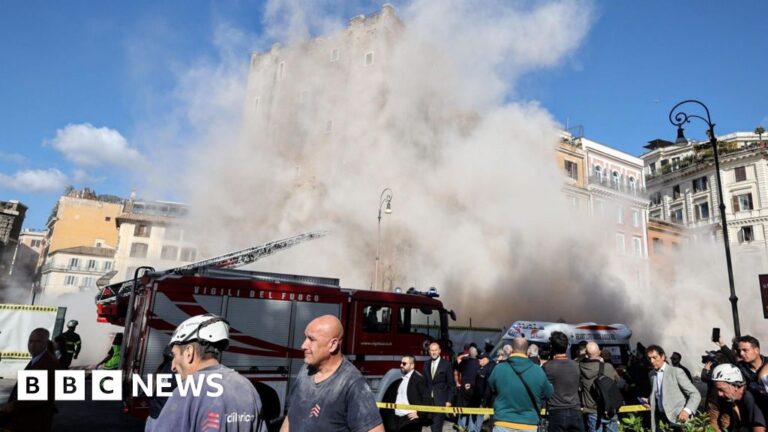 Worker pulled from partially collapsed medieval tower in Rome