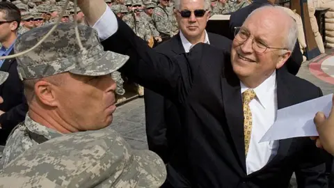 Getty Images Cheney meets troops stationed at Balad Air Base, Iraq in 2008