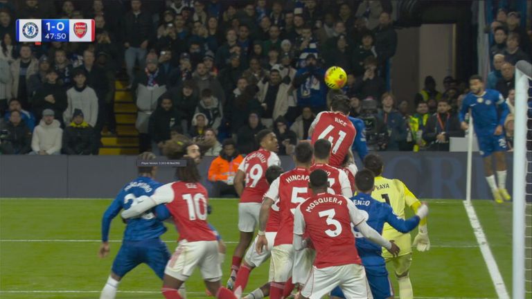 While Mosquera's hand is in line with Fernandez, hands and arms are not included in offside decisions