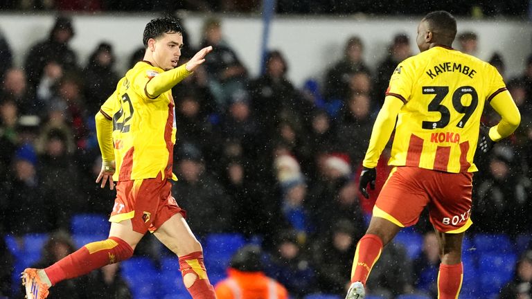 Watford celebrate getting one back at St Andrews