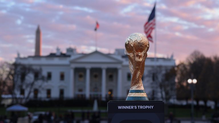 The World Cup, photographed in fron of The White House