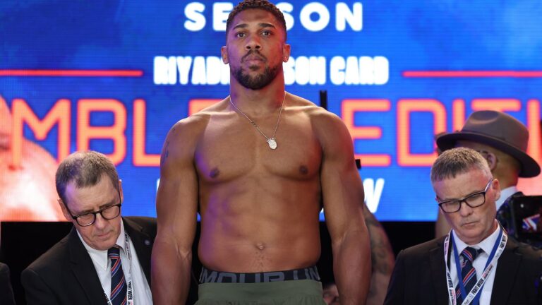 Jake Paul vs Anthony Joshua: British heavyweight star weighs inside 245lbs limit for fight against YouTube star | Boxing News
