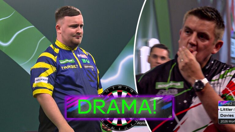 Chaos! Ally Pally goes wild for Littler's 'fake' big fish and Davies walks off early!