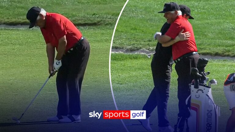Incredible moment 86-year-old Lee Trevino holes out for an eagle!