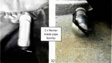 Supplied A composite image which purports to show two pipe bombs.