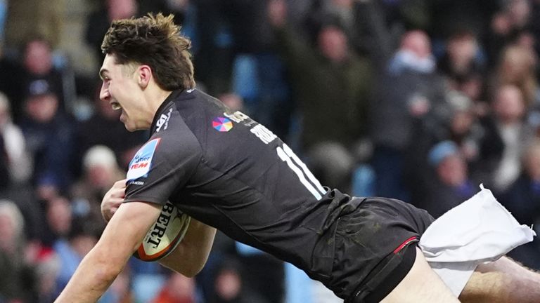 Exeter Chiefs' Campbell Ridl scored a try against Leicester