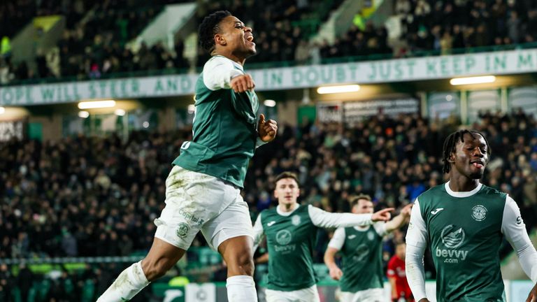 Hibernian's Thibault Klidje opened the scoring at Easter Road