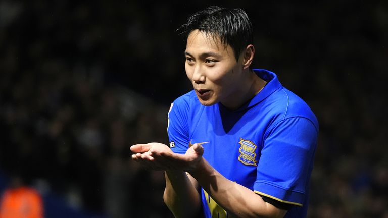 Paik Seung-Ho celebrates scoring against Watford