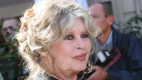 Thomas Samson via Getty Images Close up of Bardot's face
