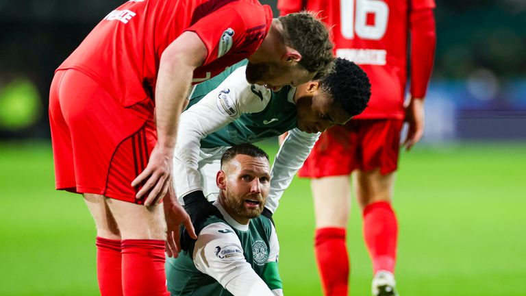 Hibs captain Martin Boyle was forced off injured