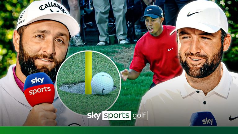 Jon Rahm and Scottie Scheffler remember Tiger Woods' legendary chip on the 16th hole