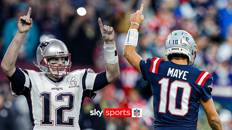 Tom Brady and Drake Maye as quarterbacks for the New England Patriots