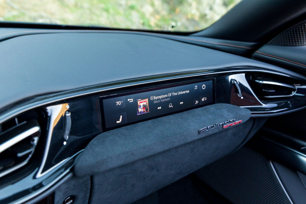 Ferrari passenger infotainment screen