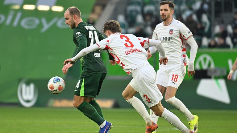 Christian Eriksen in action for Wolfsburg against Heidenheim