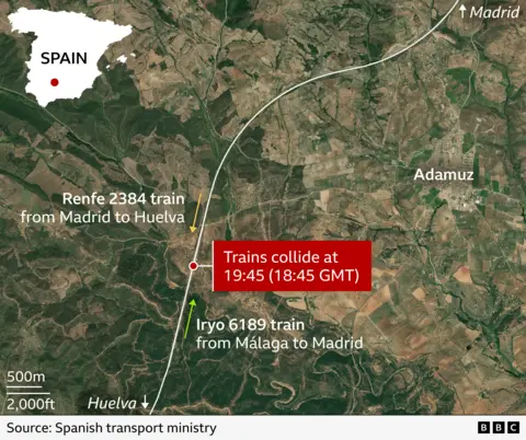 A graphic map showing the point of the collision.