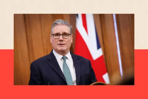 Shutterstock British Prime Minister Keir Starmer delivers a speech 