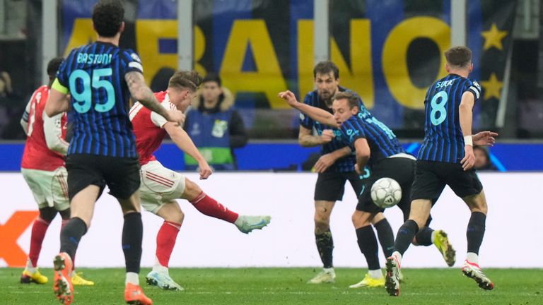 Viktor Gyokeres came off the bench to score Arsenal's third goal against Inter Milan.