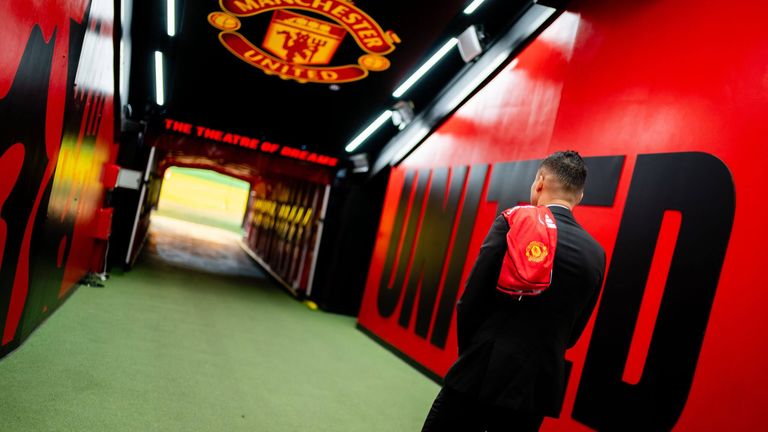 Casemiro walks in the tunnel at Old Trafford.
Ash Donelon/Manchester United via Getty Images