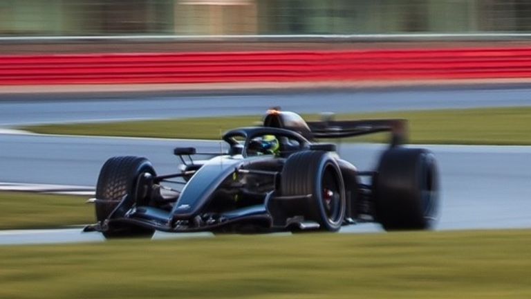 Sergio Perez drives Cadillac during Silverstone shakedown