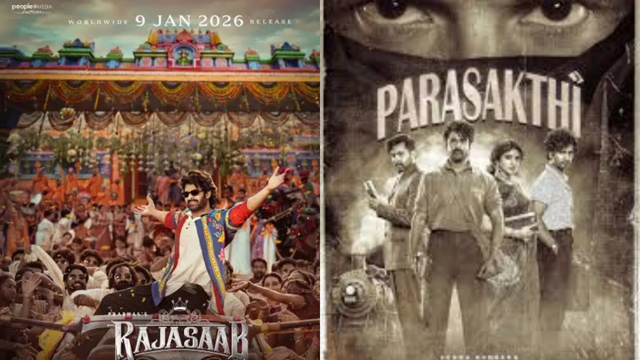 The Raja Saab and Parasakthi posters (PC: Instagram)