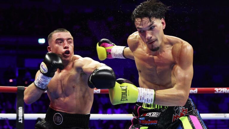 Nick Ball loses WBA featherweight title after brutal knockout defeat in 12th and final round to Brandon Figueroa | Boxing News