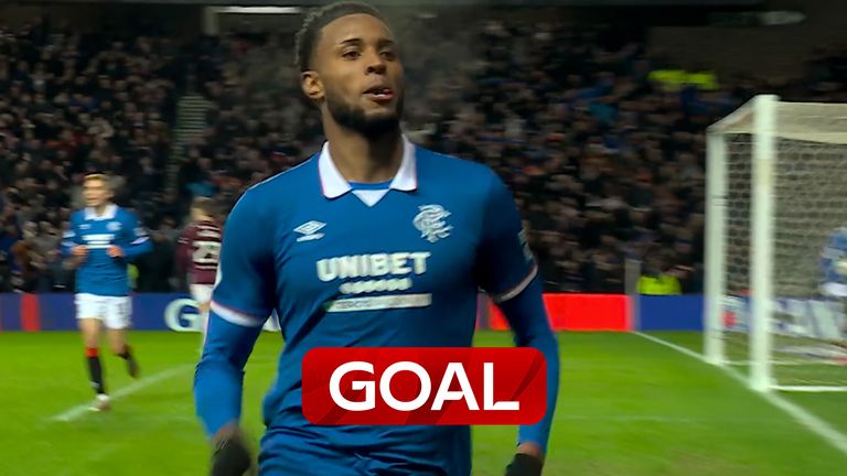 Youssef Chermiti makes sure of all three points for Rangers by making to it 4-2 against Hearts with completing his hat-trick. 