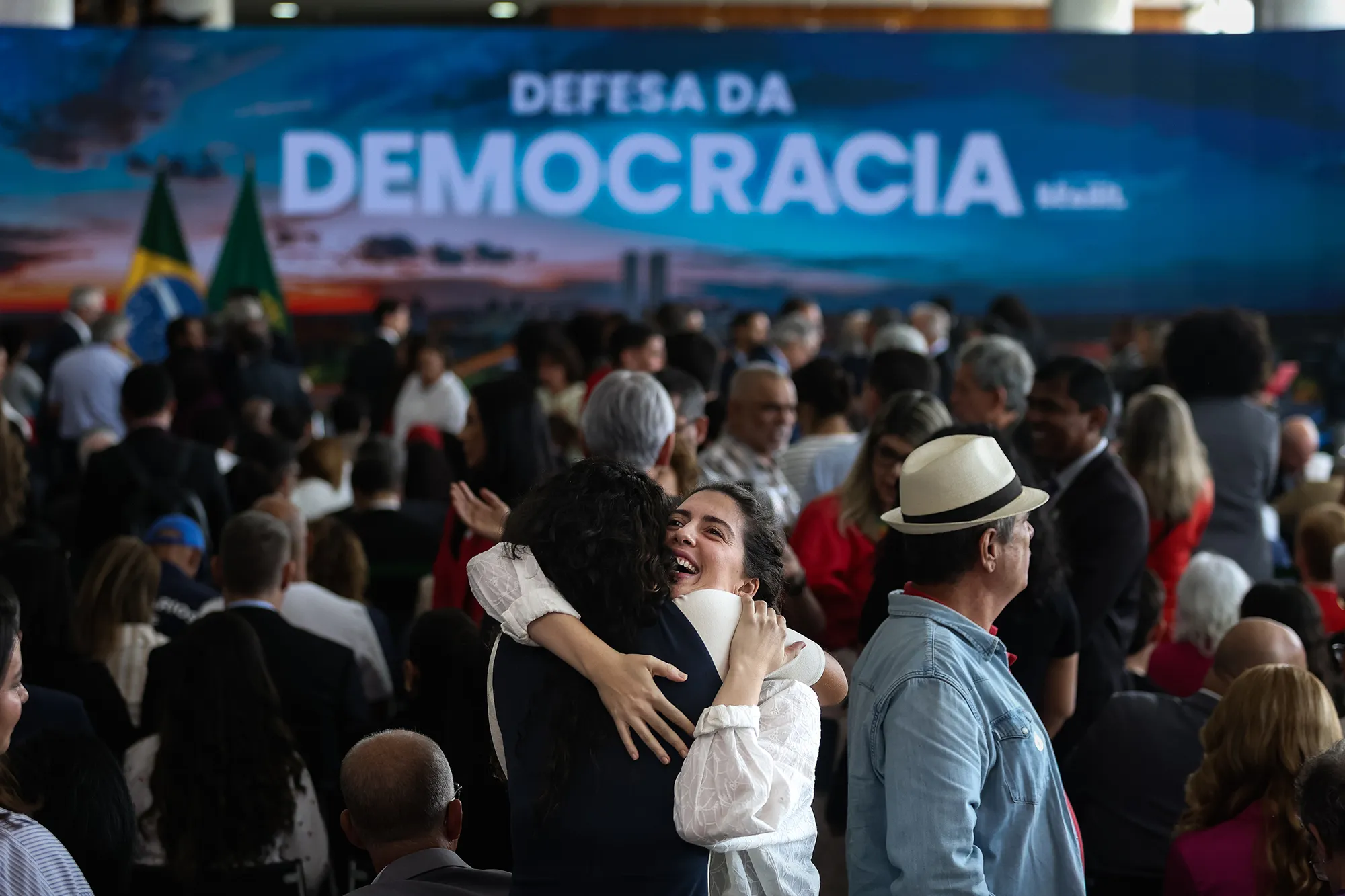 People gather to mark and celebrate a date now remembered as a symbol of strength and resistance for Brazilian democracy.