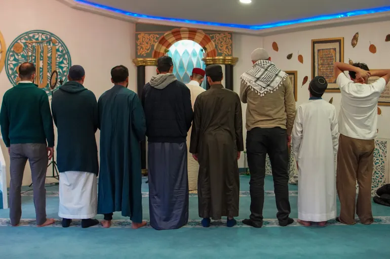 Sheikh Ahmad Qurtubi leads prayers at the Al-Qurtubi Islamic Centre in Bogotá on the first night of Ramadan.