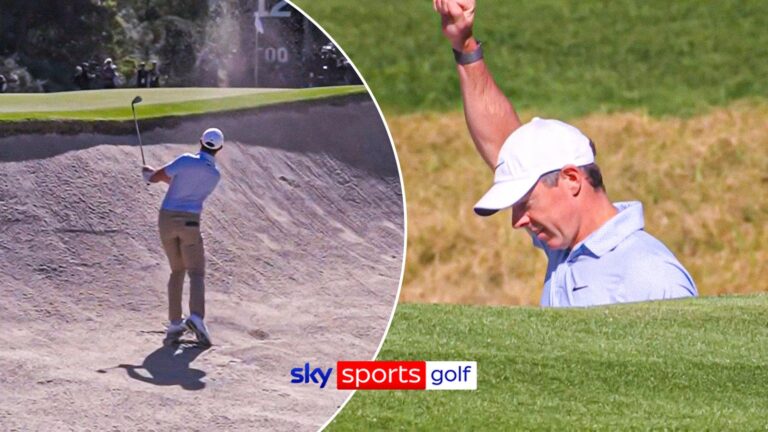 'It's ALL happening now!' | Rory holes out with STUNNING bunker shot!