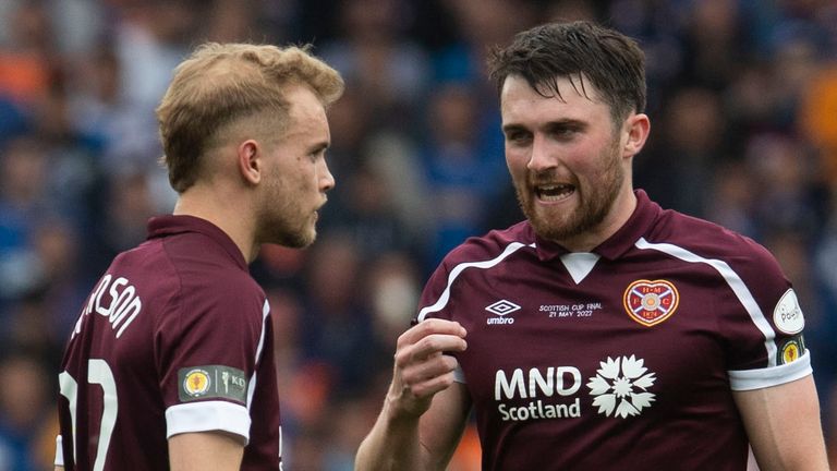 Souttar (right) played over 160 times for Hearts before joining Rangers
