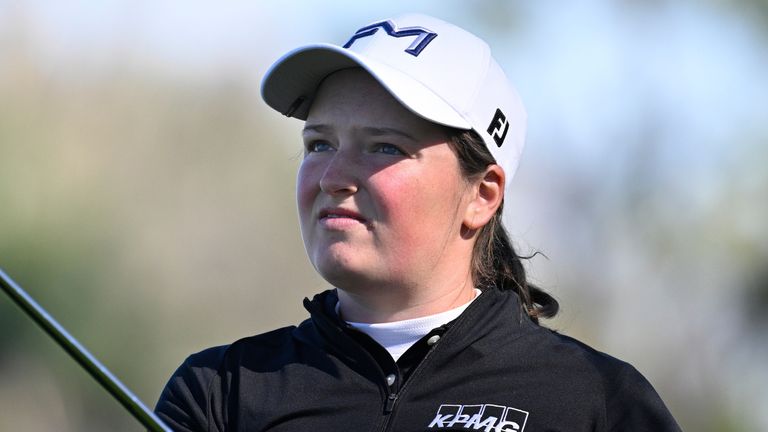 Lottie Woad of England, watches the flight of the ball after hitting from the seventh fairway during the first round of the Tournament of Champions LPGA golf tournament, Thursday, Jan. 29, 2026, in Orlando, Fla. (AP Photo/Phelan M. Ebenhack)