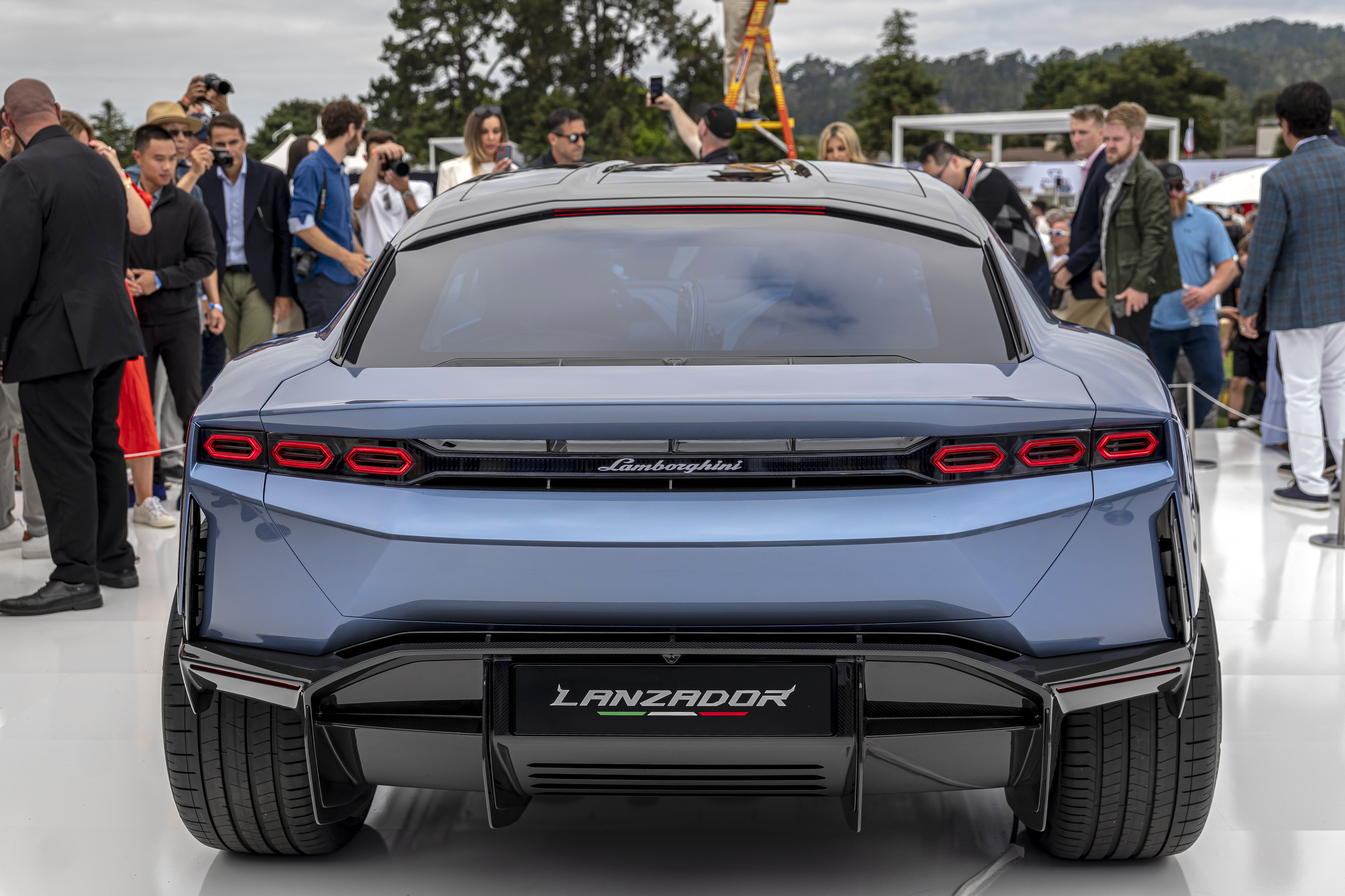A Lamborghini Lanzador electric concept during The Quail, A Motorsports Gathering in Carmel, California, US, on Friday, Aug. 18, 2023. The event provides an exclusive experience for motorsports enthusiasts and collectors from around the world to enjoy rare collections of fine automobiles and motorcycles. Photographer: David Paul Morris/Bloomberg via Getty Images