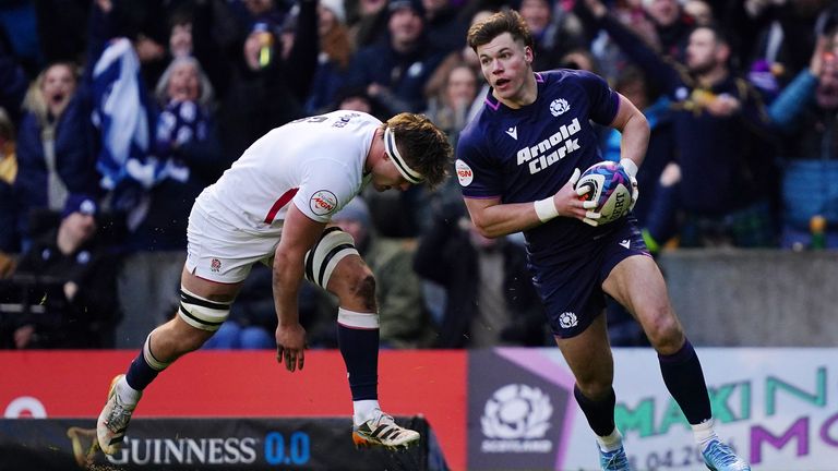 Huw Jones scores Scotland's first try