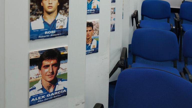 Alex Garcia is among the signed photographs on the walls of Espanyol's training ground celebrating old academy graduates