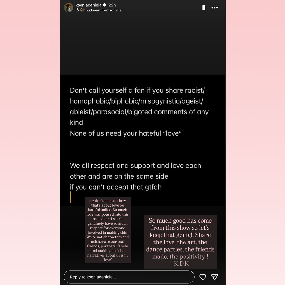 Hudson Williams calls out 'hateful' fans