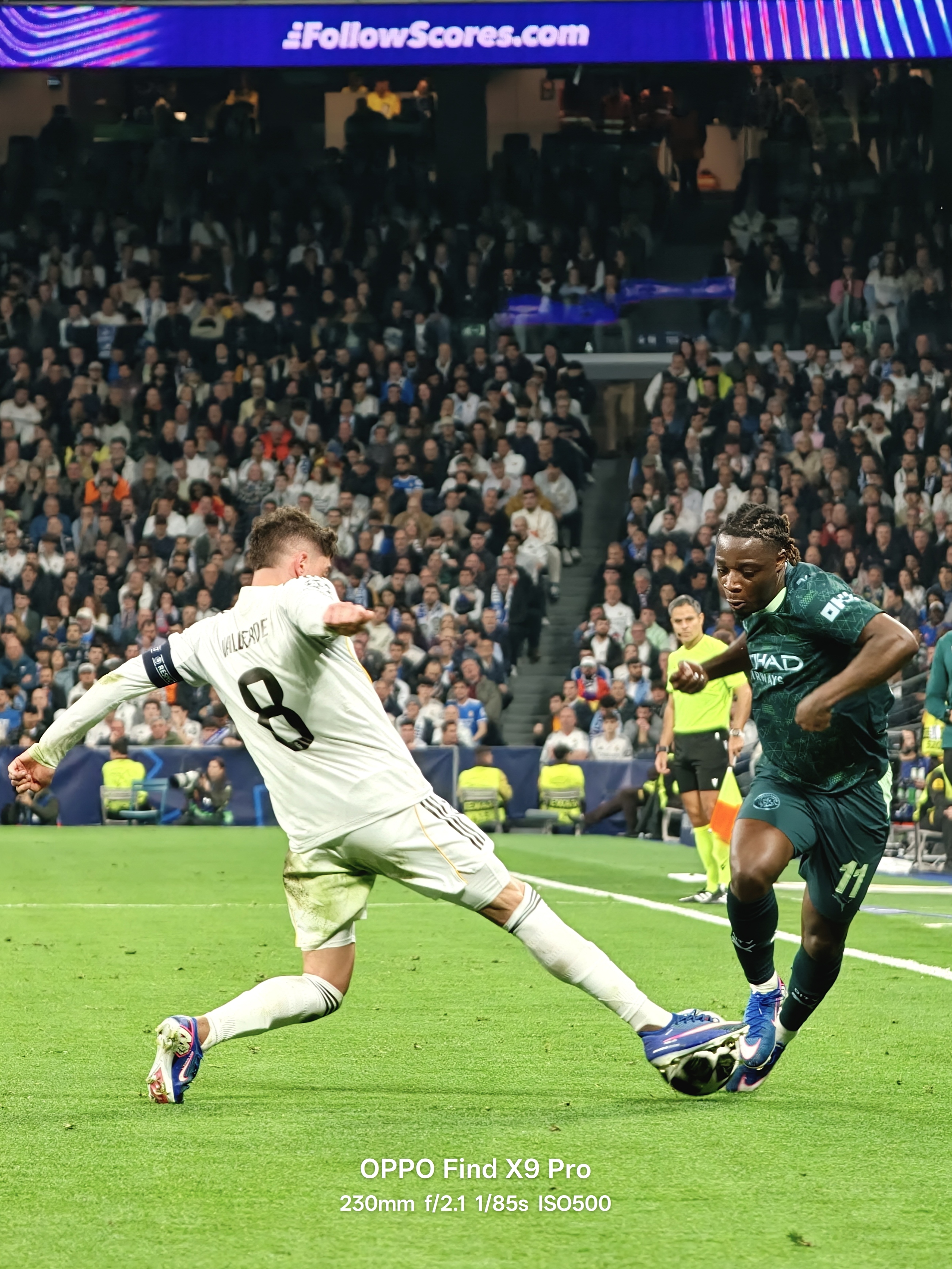 Fede Valverde tackles for Real Madrid against Man City