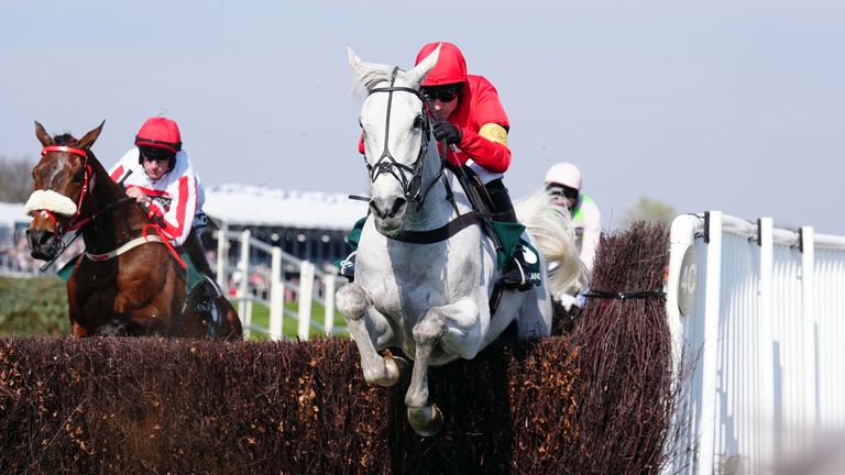 Grey Dawning leads the Bowl Chase field with Gaelic Warrior (pink cap) stalking in behind