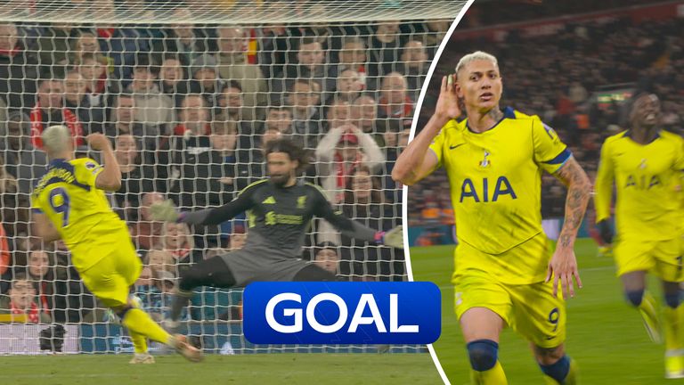 Richarlison scores equaliser late on for Spurs at Liverpool