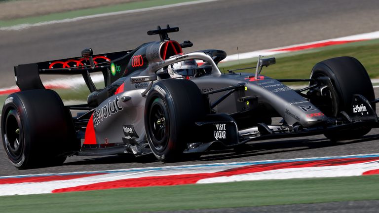 Nico Hulkenberg in action in his Audi F1 car in Bahrain