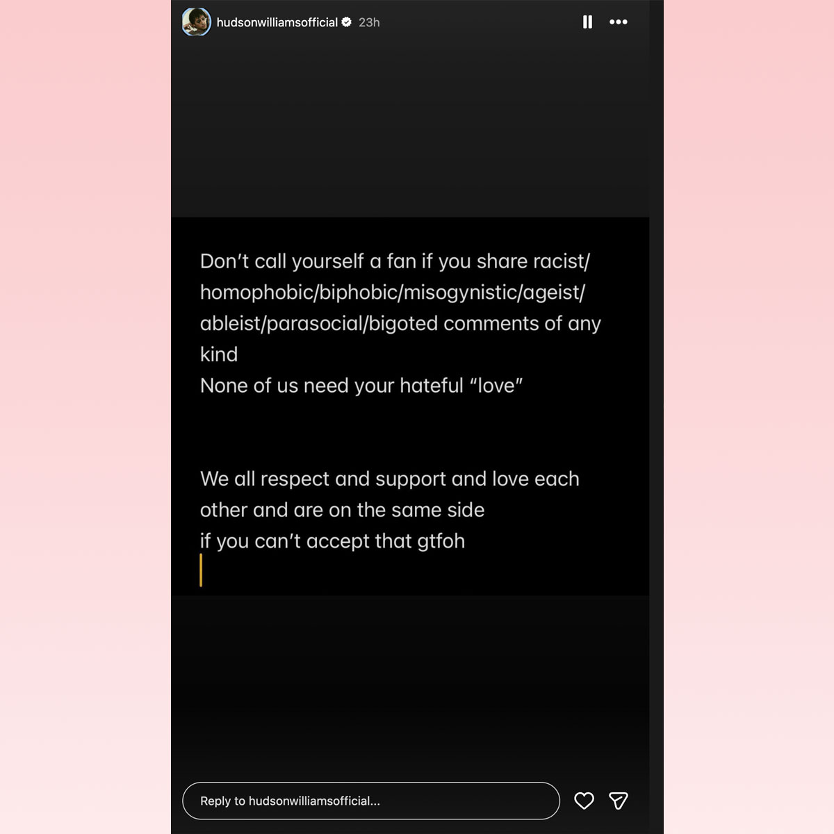Hudson Williams calls out 'hateful' fans