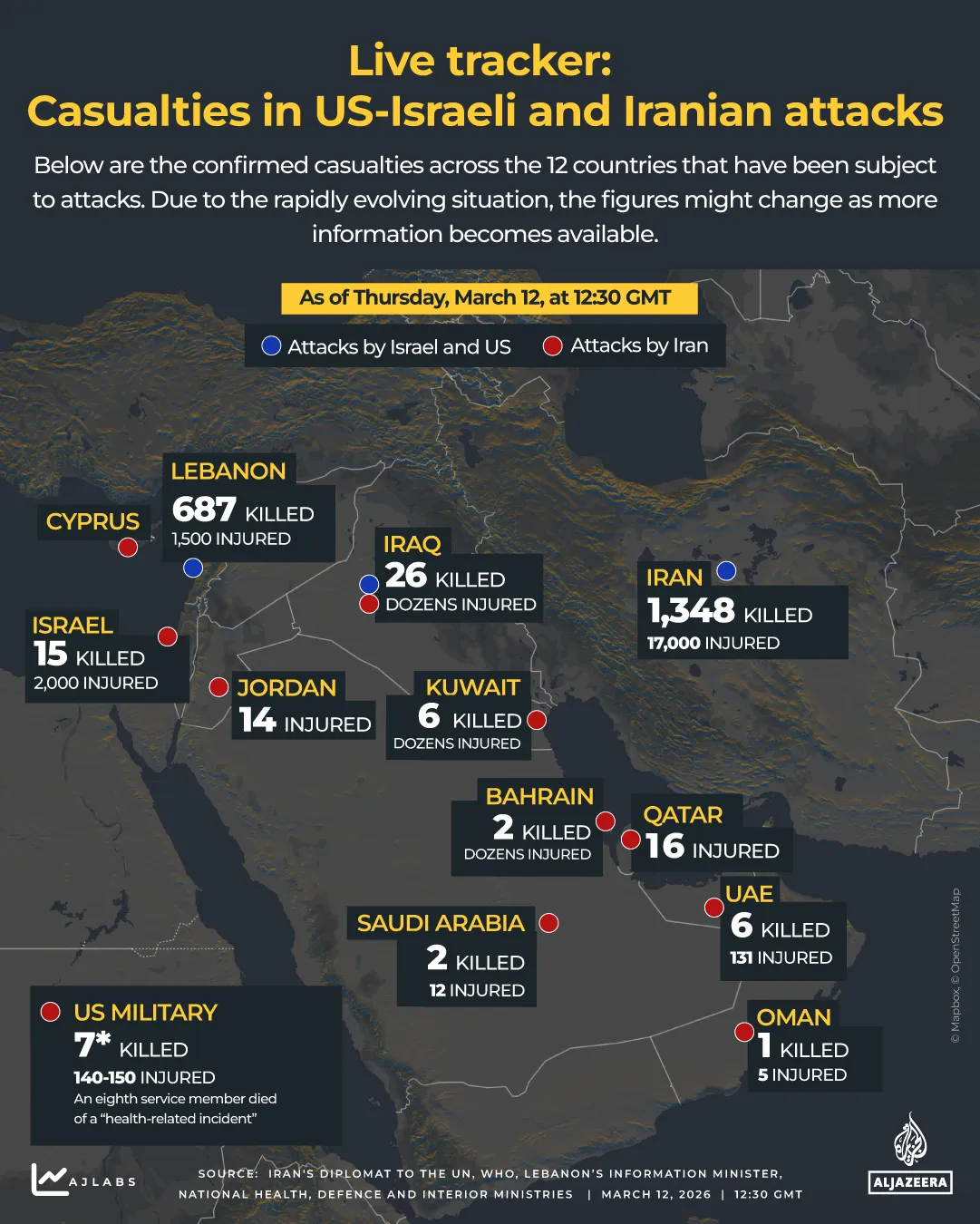 INTERACTIVE - DEATH TOLL - tracker - war - US Israel and Iran attacks - March 12, 2026-1773319244