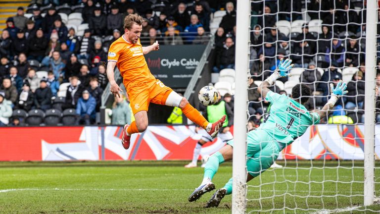 Tuur Rommens scored his first goal for Rangers at St Mirren 