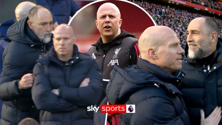 Tottenham Hotspur interim coach Igor Tudor appears to mistake Spurs' player liaison officer Alan Dickson for Liverpool head coach Arne Slot ahead of their Premier League fixture at Anfield. 