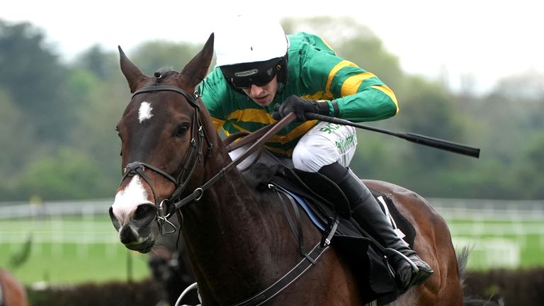 Majborough ridden by Mark Walsh on their way to winning the Barberstown Castle Novice Chase at Punchestown