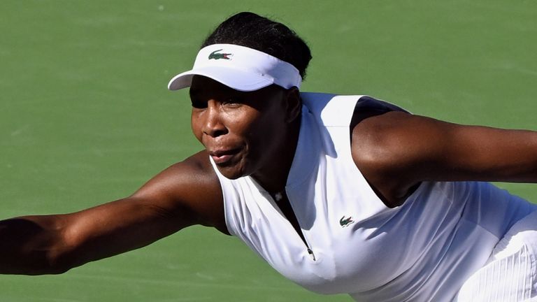Venus Williams during the BNP Paribas Open on March 5, 2026 (Photo by John Cordes/Icon Sportswire) (Icon Sportswire via AP Images)