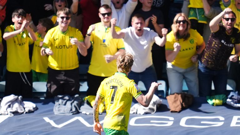 Norwich City's Pelle Mattsson celebrates scoring their side's first goal of the game